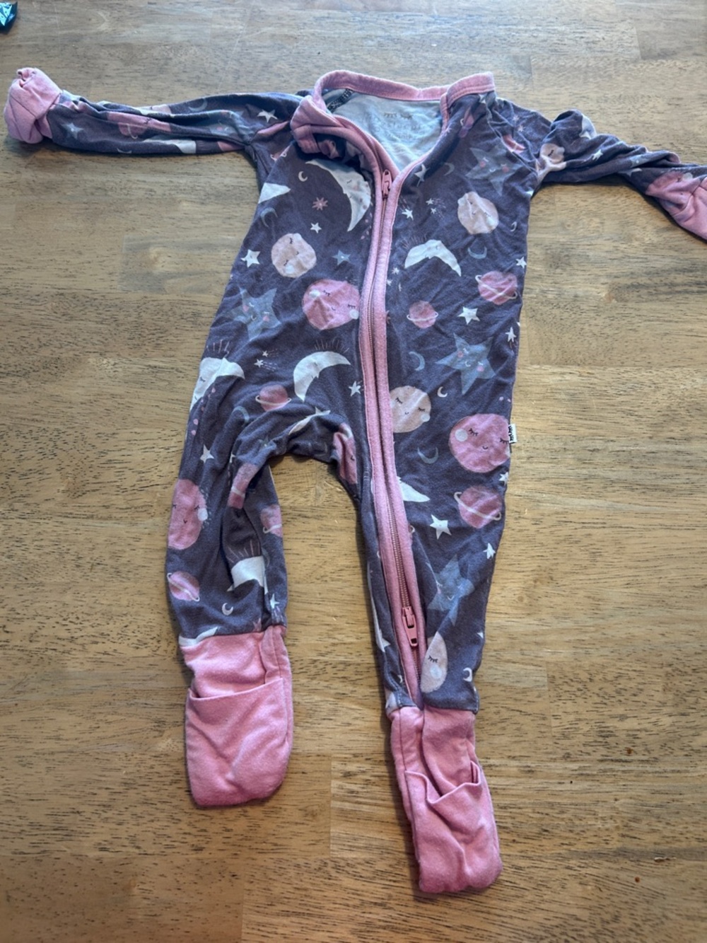 Little sleepies Purple Pink Planet Print Footed One-Piece for Kids